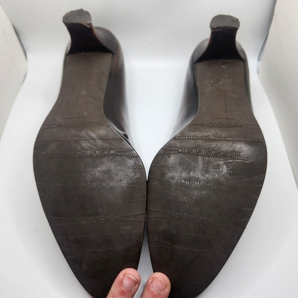 Stuart Weitzman Womens Size 39 Leather Brown Pumps Penny Loafer Career Vintage - Picture 10 of 12